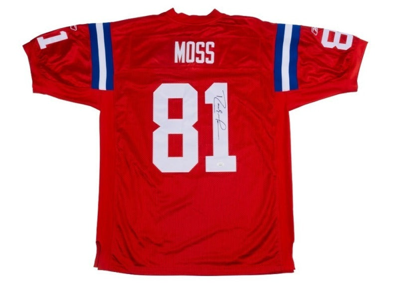 RANDY MOSS SIGNED 2009 NEW ENGLAND PATRIOTS REEBOK THROWBACK JERSEY - JSA