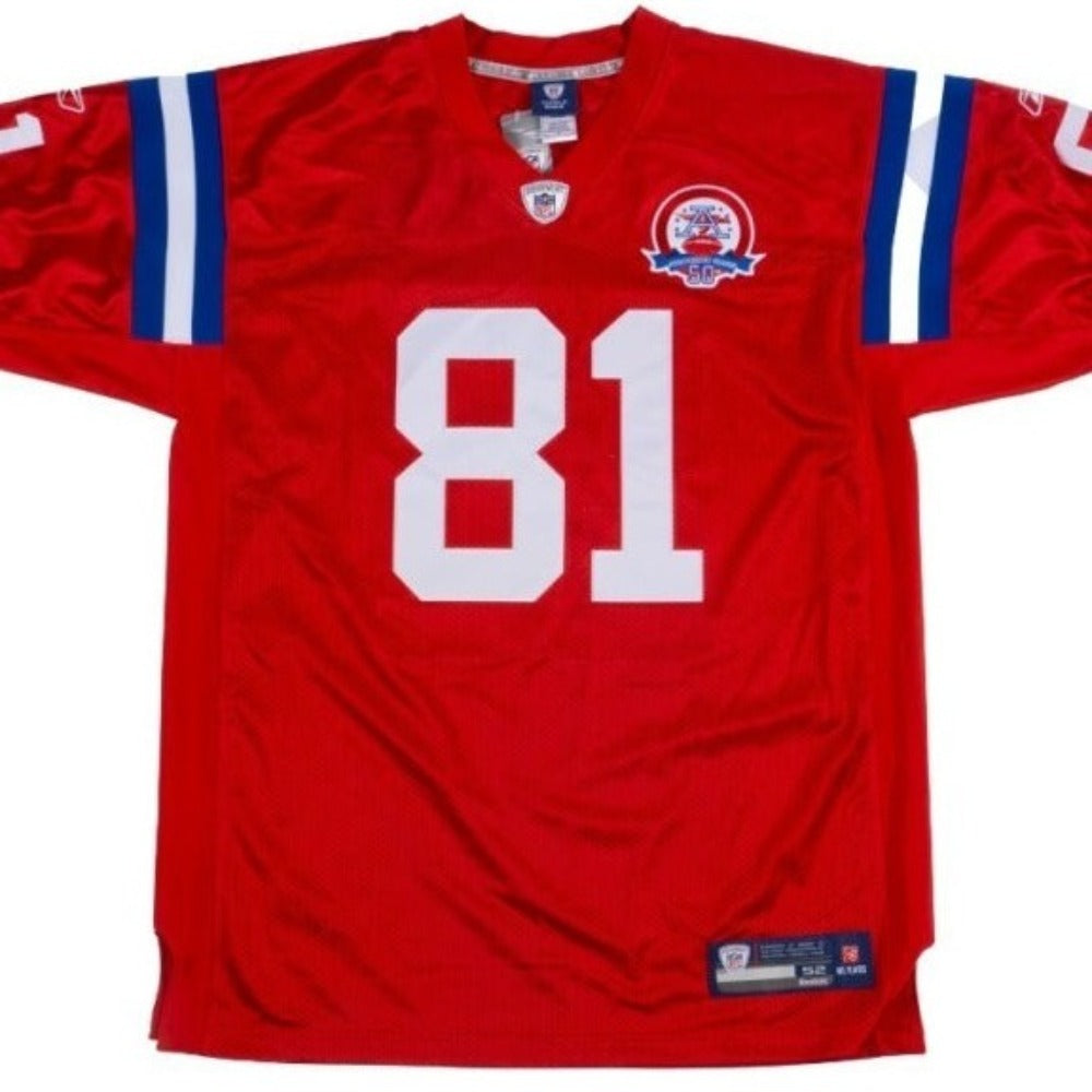 RANDY MOSS SIGNED 2009 NEW ENGLAND PATRIOTS REEBOK THROWBACK JERSEY - JSA