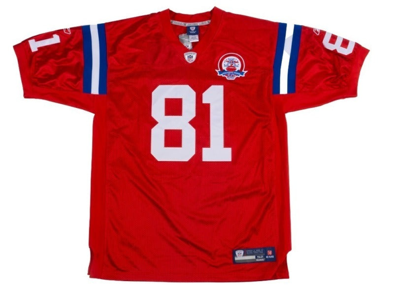 RANDY MOSS SIGNED 2009 NEW ENGLAND PATRIOTS REEBOK THROWBACK JERSEY - JSA