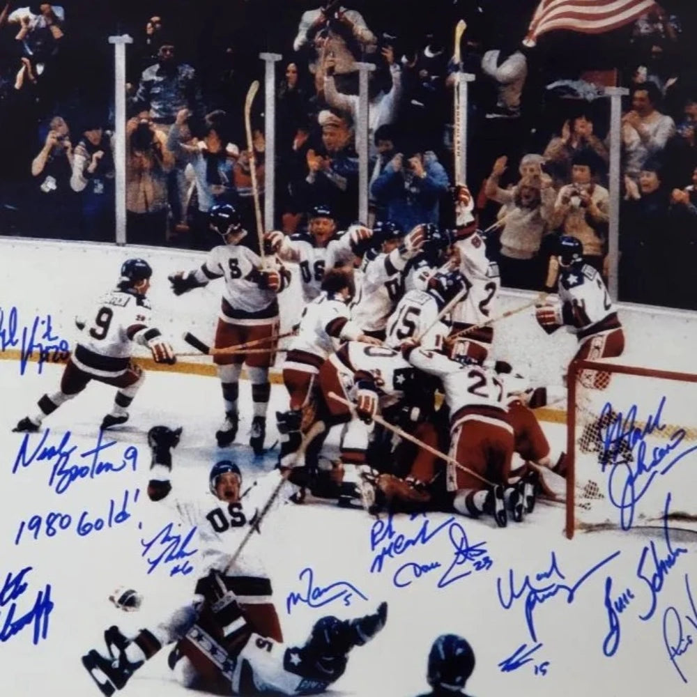 1980 USA Hockey Miracle On Ice Team (12 Signatures) Signed 16×20 Photo (Beckett LOA)