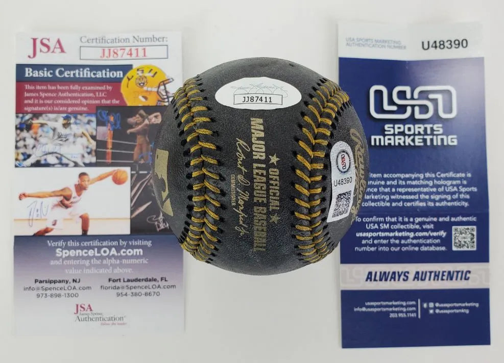 Ronald Acuna Jr. Signed OML Black Baseball (JSA &amp; USASM)