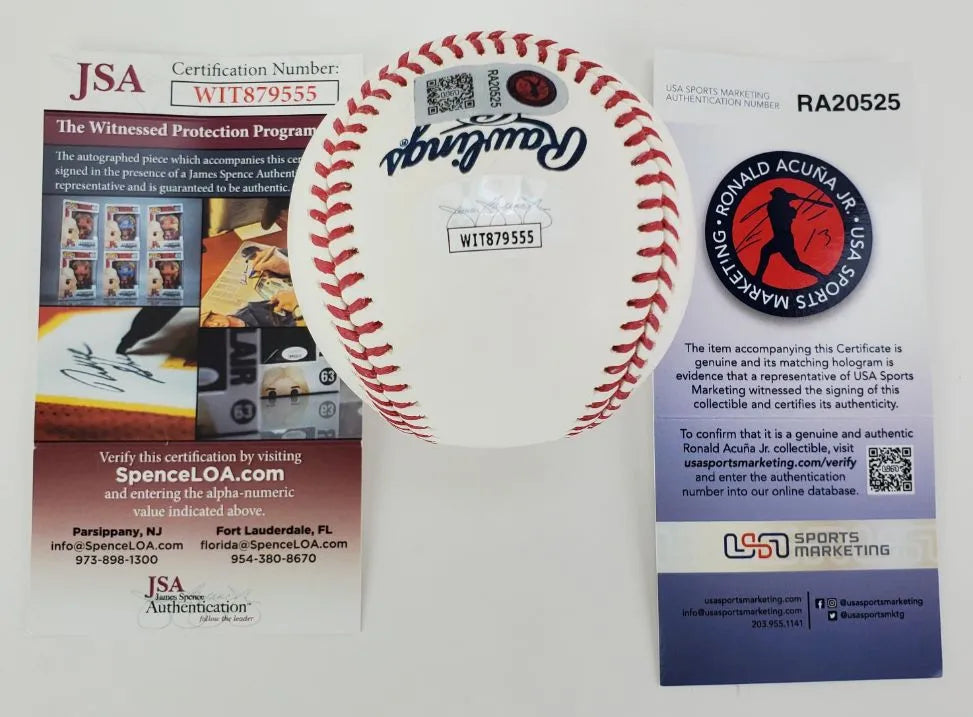 Ronald Acuna Jr. “For 44” Signed Official 2021 World Series Baseball (JSA Witness &amp; USA SM COAs)
