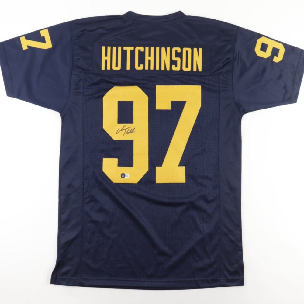 Aidan Hutchinson Signed Michigan Blue Jersey (Beckett)