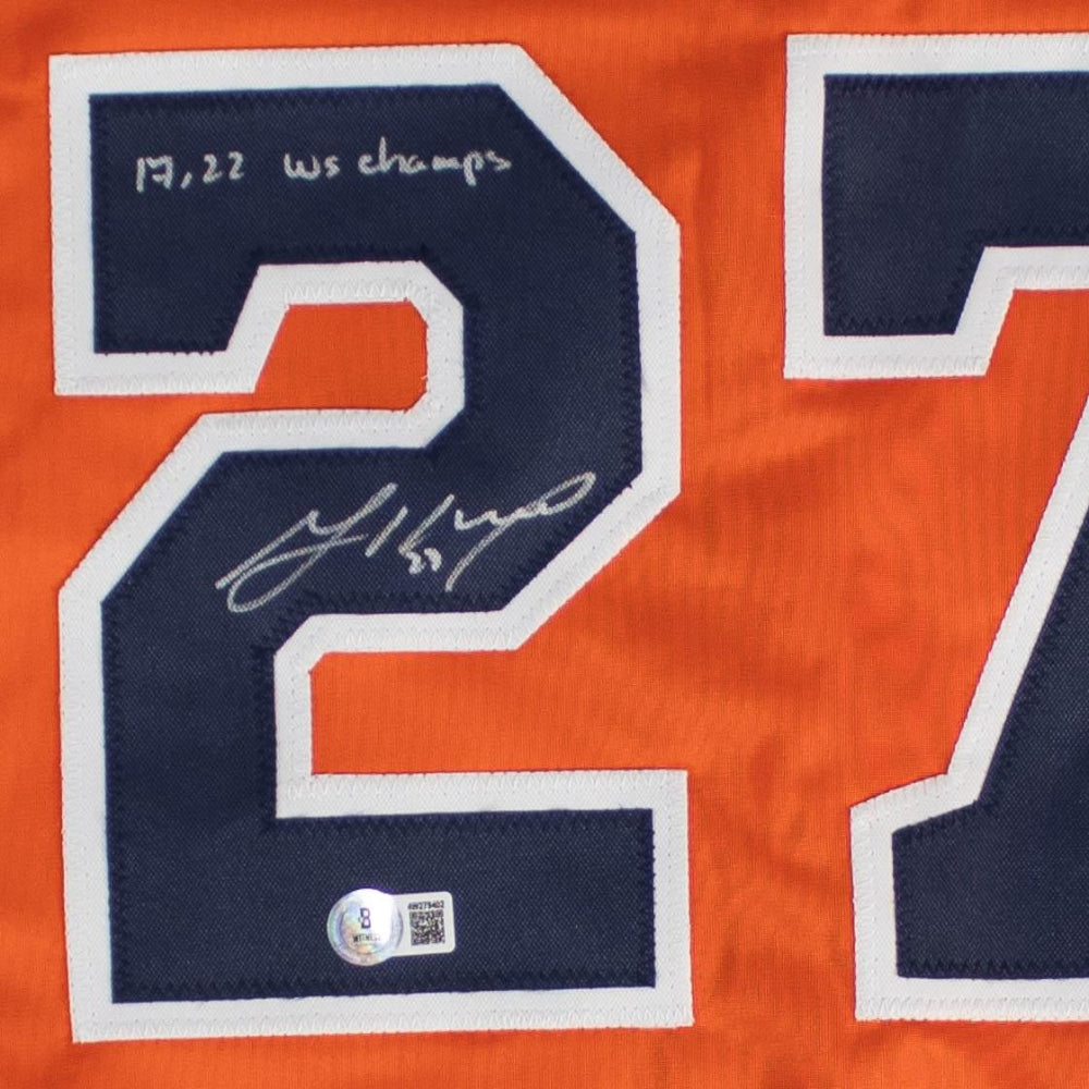 Jose Altuve Signed Astros Orange Jersey With "17, 22 WS Champs" (Beckett)