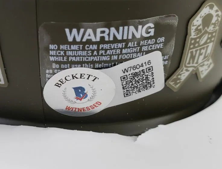 Andre Reed Signed Buffalo Bills Salute To Service Speed Mini Helmet (Beckett Witness Certified)