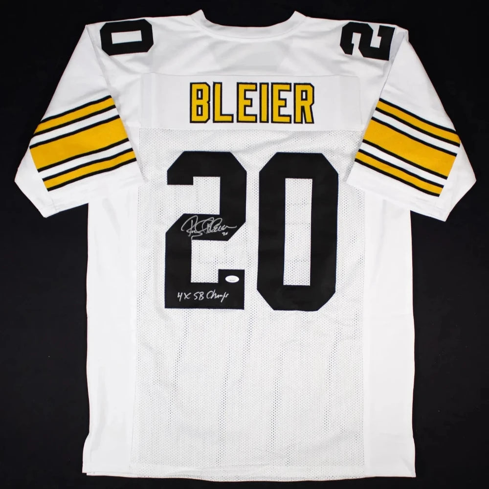 Rocky Bleier “4x SB Champs” Signed Pittsburgh Steelers White Jersey (JSA Witness COA)