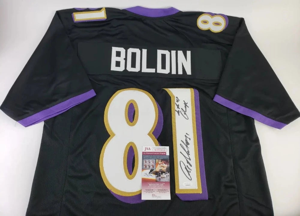 Anquan Boldin ” SB 49 Champs” Signed Baltimore Ravens Jersey (JSA Witness COA)