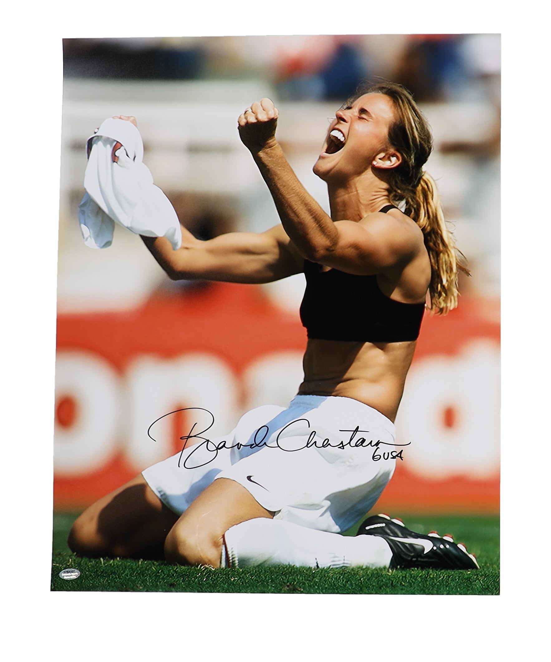 Brandi Chastain Signed Team USA 16x20 Photo Inscribed "USA" (Schwartz)