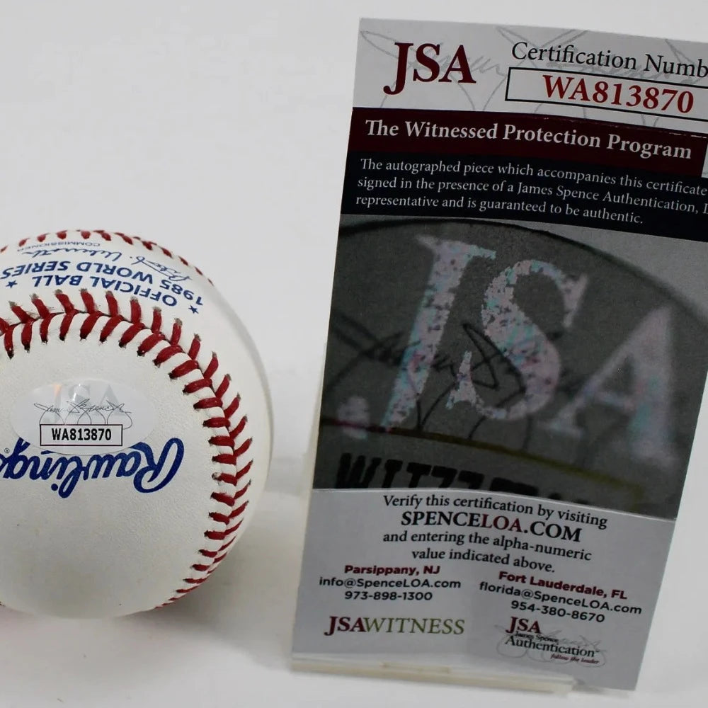 Bret Saberhagen “W.S. M.V.P.” Signed Official 1985 World Series Baseball (JSA Witness COA)