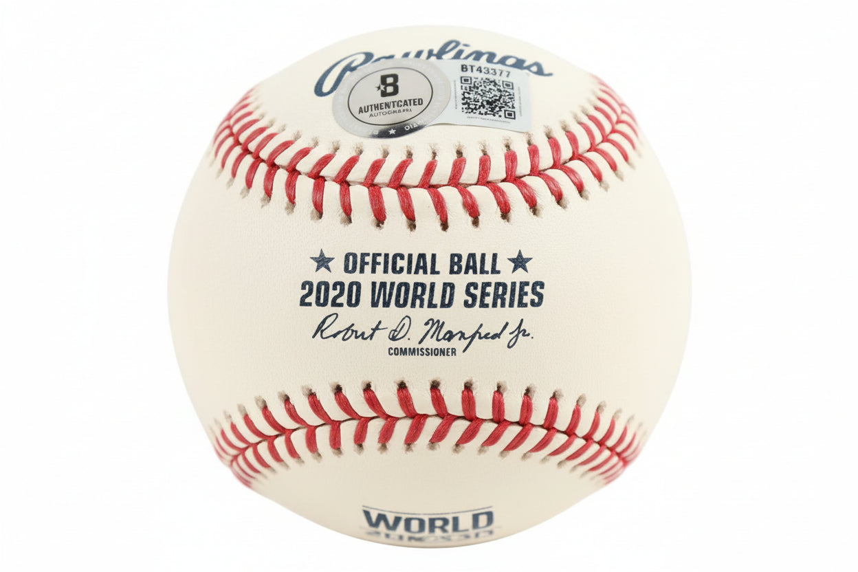 Walker Buehler Signed Official 2020 World Series Logo Baseball Inscribed "2020 WS Champs" (Beckett)