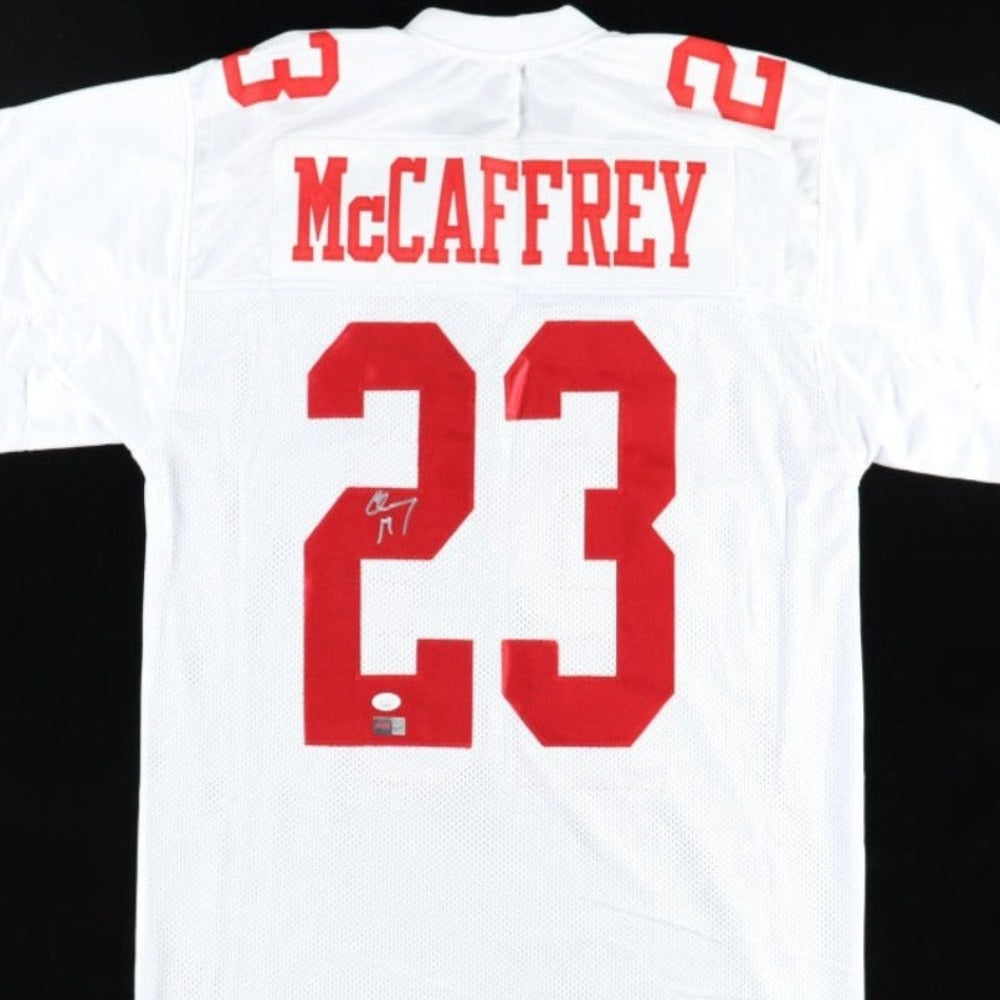 Christian McCaffrey Signed San Francisco 49ers 35x43 Framed Jersey