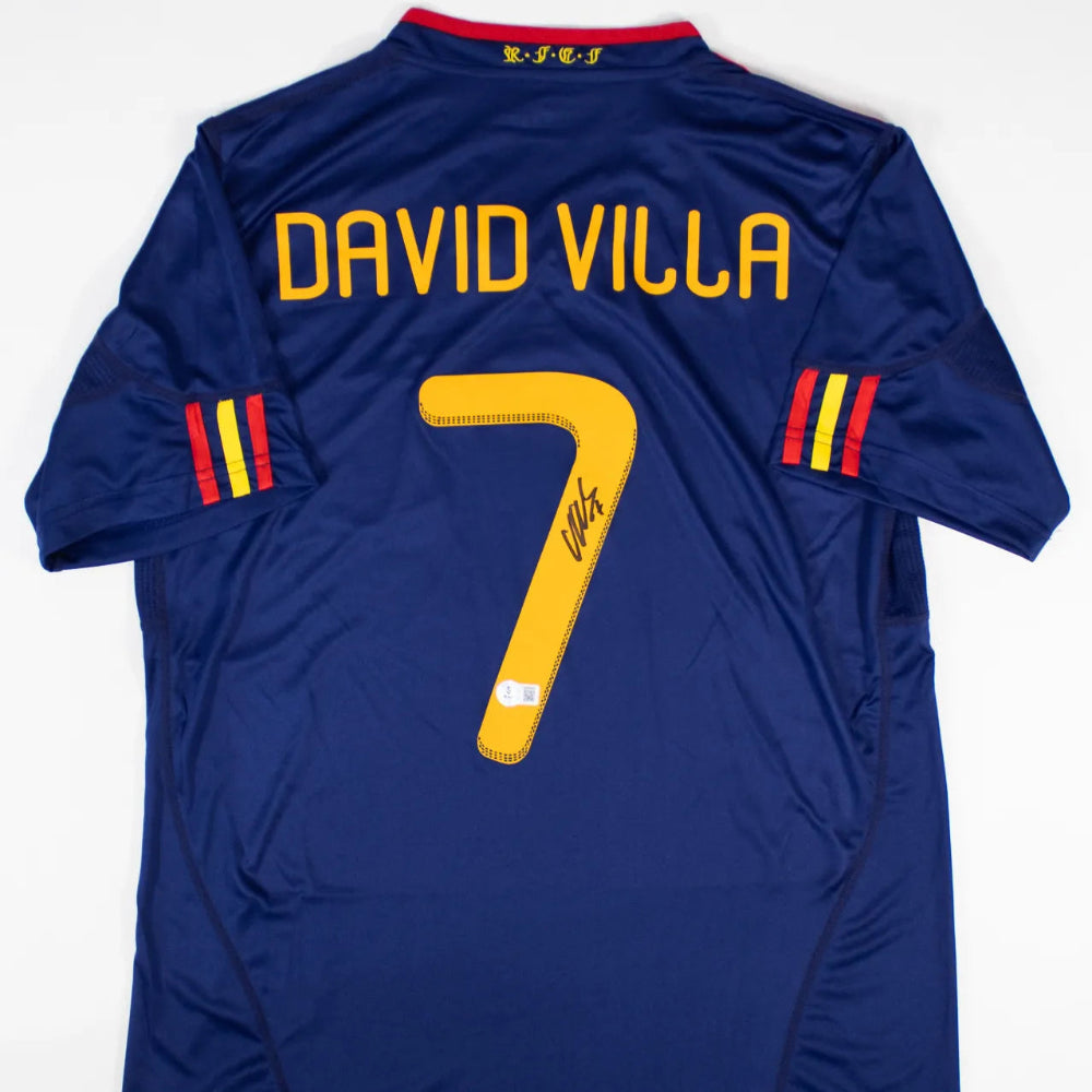 David Villa Signed Spain 2010 FIFA World Cup Final Adidas Soccer Jersey (Beckett Certified)