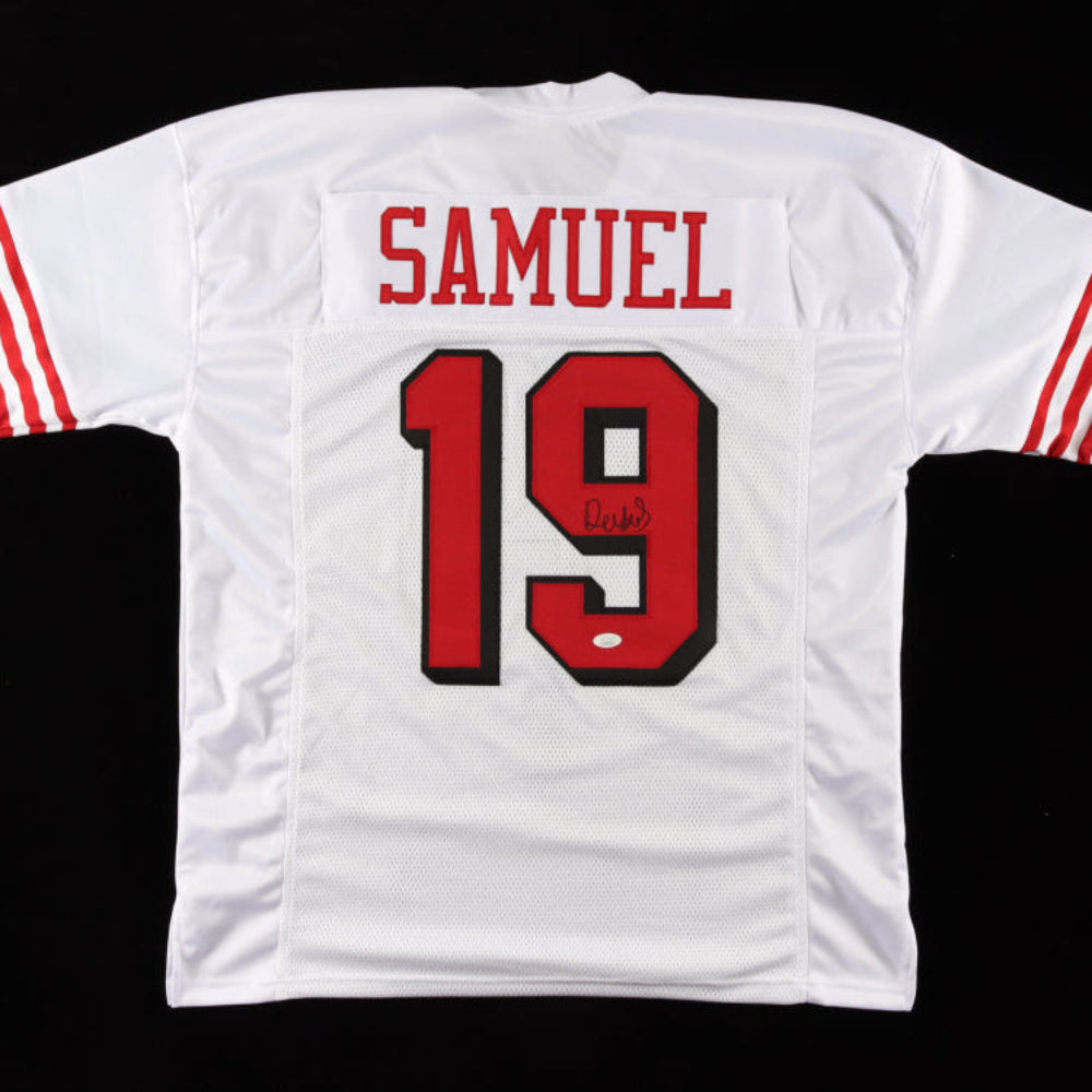 Deebo Samuel Signed White Jersey With Black Outline (#2) (JSA)
