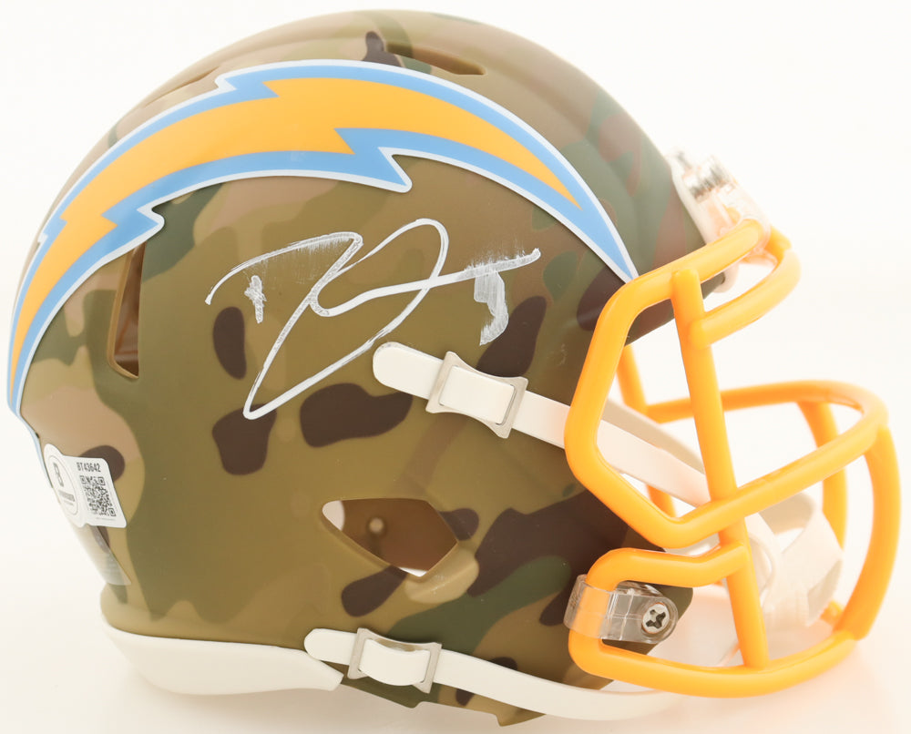 Derwin James Jr. Signed Chargers Camo Alternate Speed Mini Helmet (Beckett)