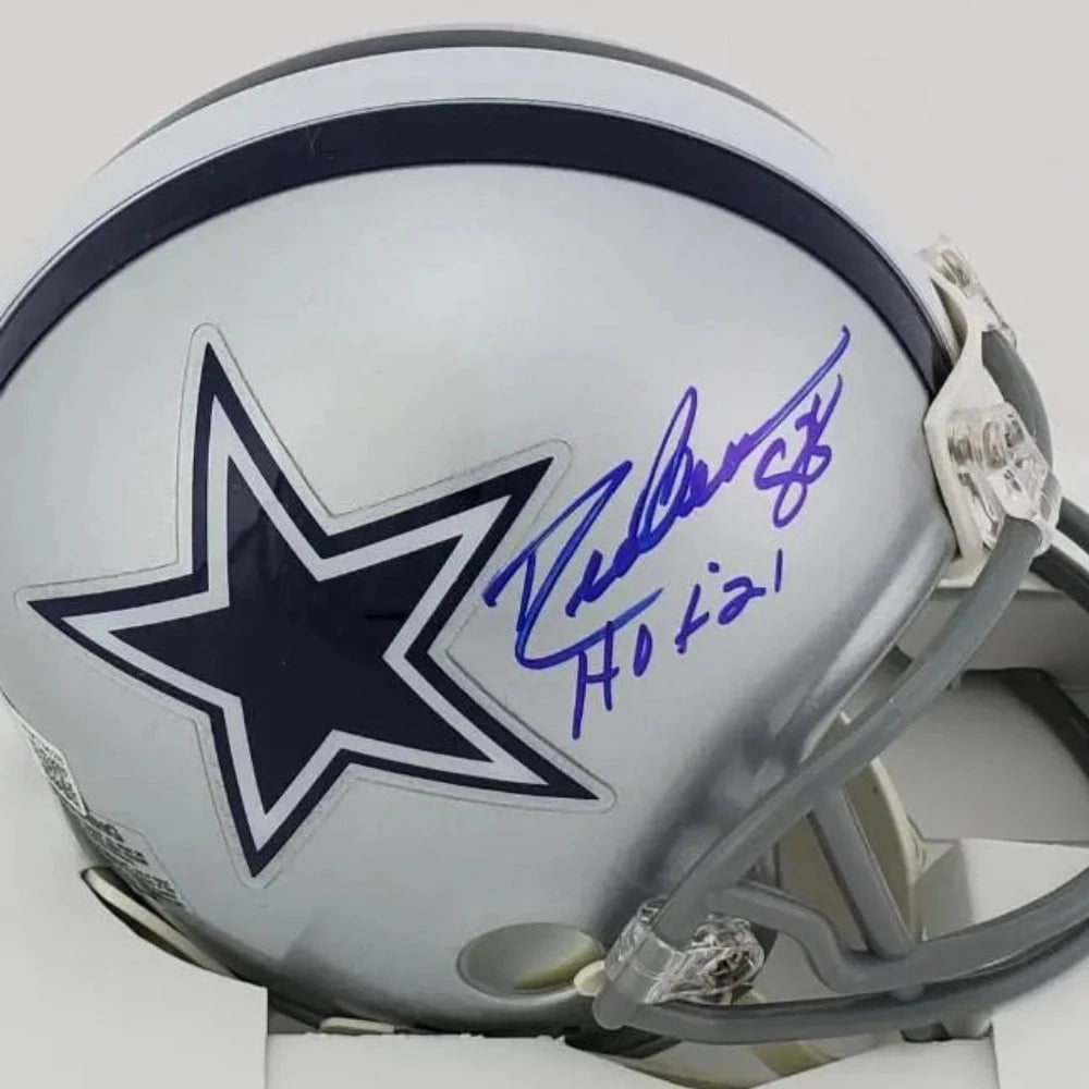 Drew Pearson “HOF 21” Signed Dallas Cowboys Mini Helmet (Beckett Witness Certified)