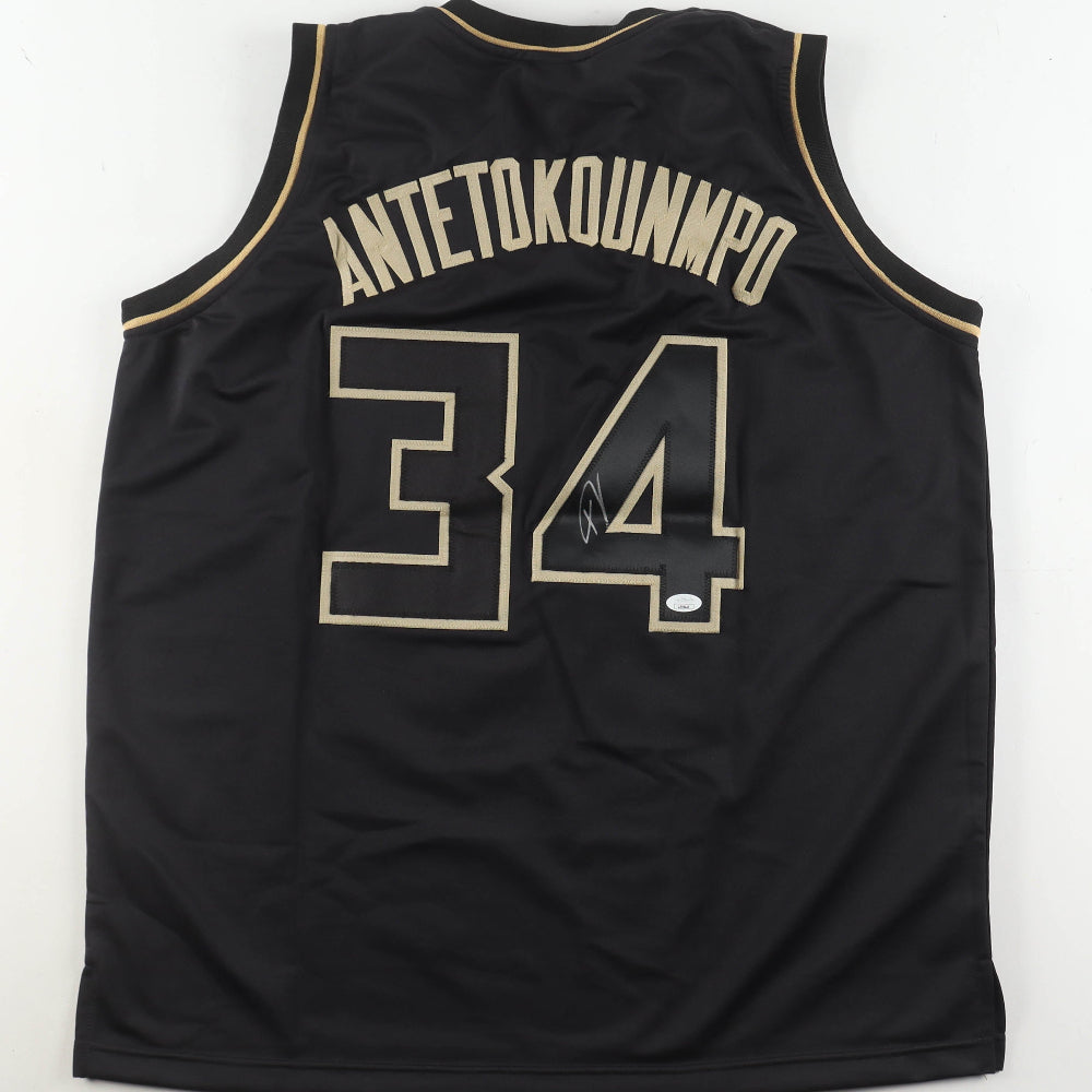 Giannis Antetokounmpo Signed Black Jersey (JSA)