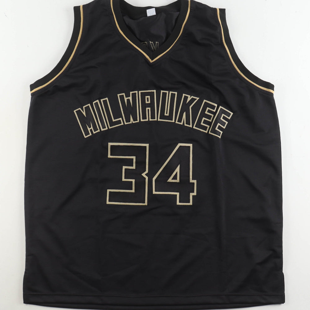 Giannis Antetokounmpo Signed Black Jersey (JSA)