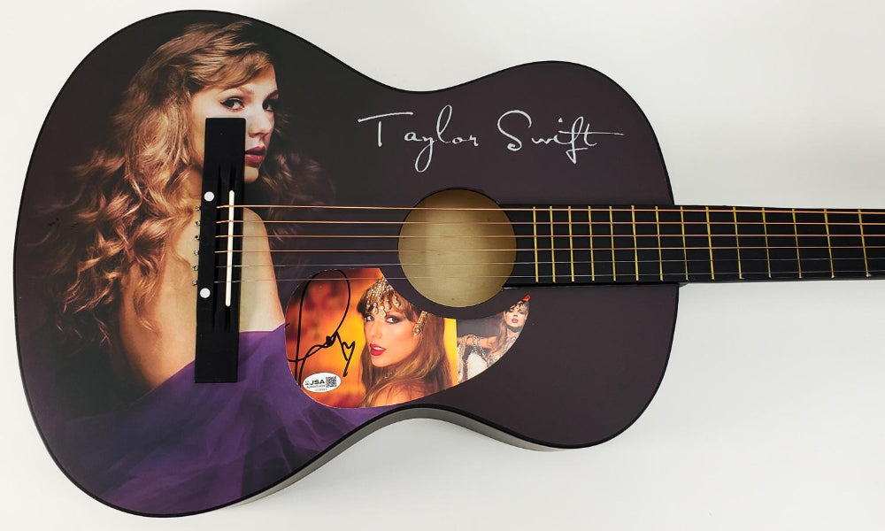 Taylor Swift Signed with a "Heart" Acoustic Guitar with "TLOAS" Insert Pickguard (JSA)
