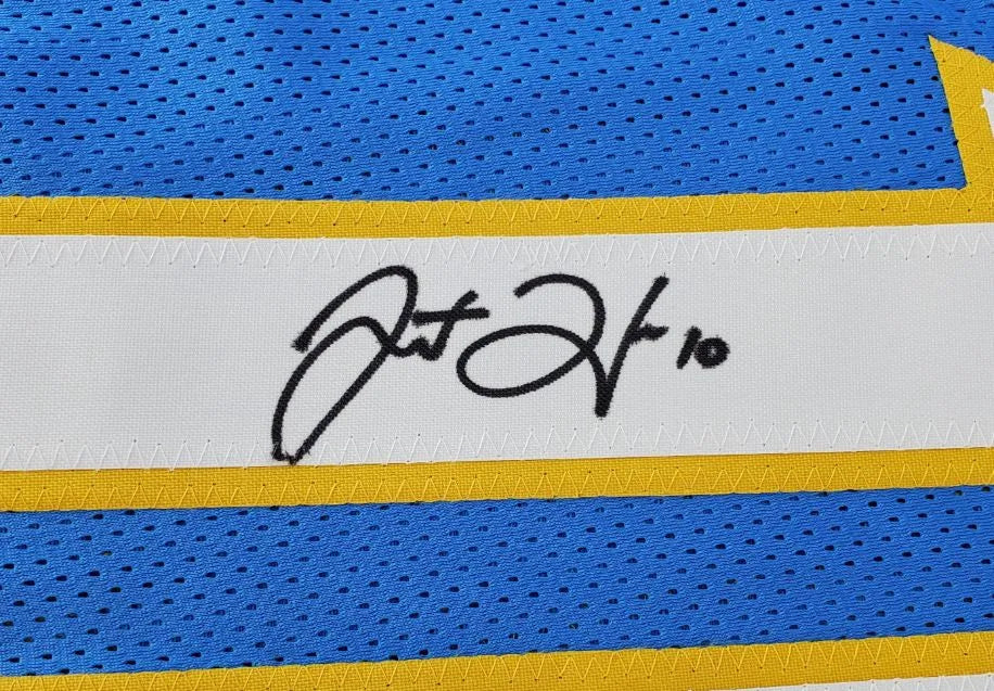 Justin Herbert Signed Blue Jersey (Beckett Witness COA)