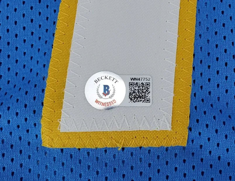 Justin Herbert Signed Blue Jersey (Beckett Witness COA)