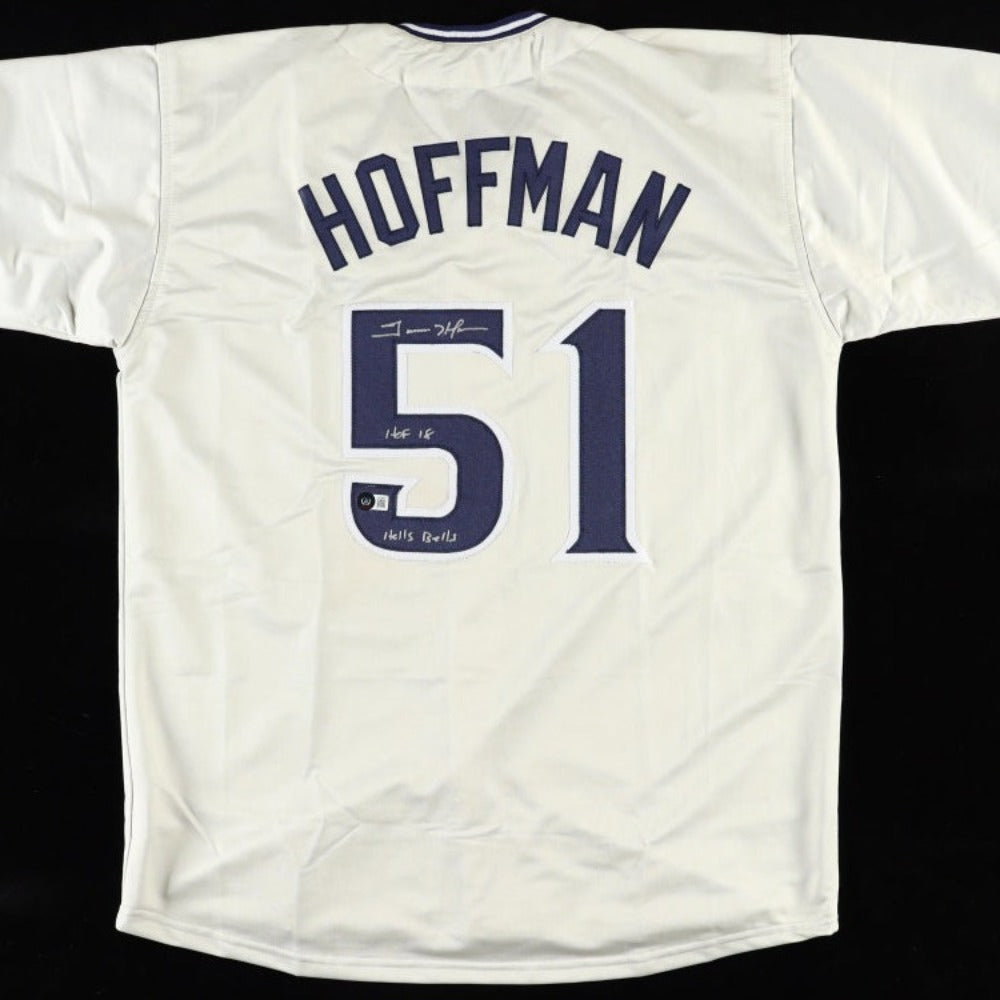 Trevor Hoffman Signed Jersey Inscribed "HOF 18" & "Hells Bells" (Beckett)