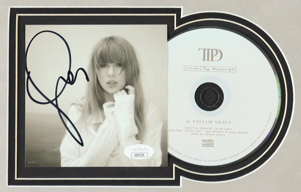 Taylor Swift Signed Framed "Tortured Poets Department" Vinyl Album Insert Horizontal Display with Disc (JSA)