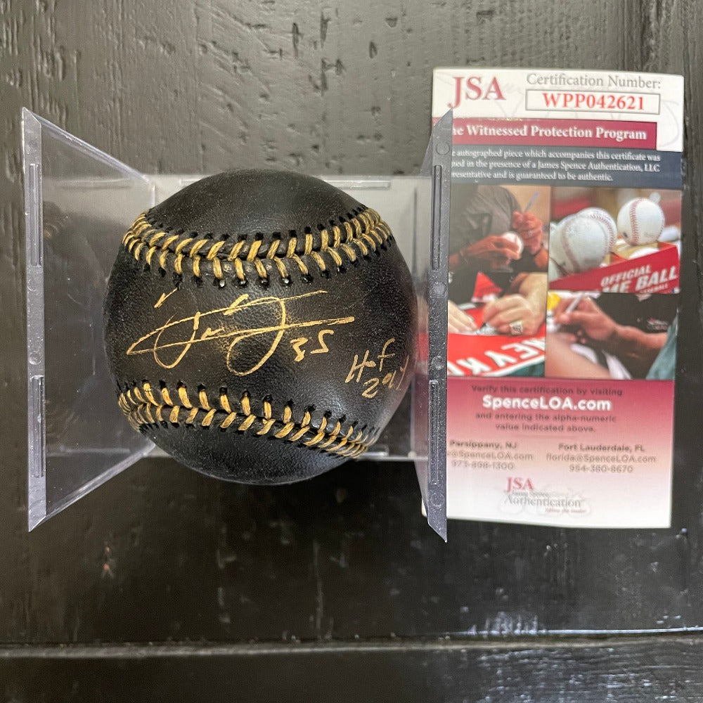 Frank Thomas Signed Black OML Baseball Inscribed "HOF 2014" (JSA)