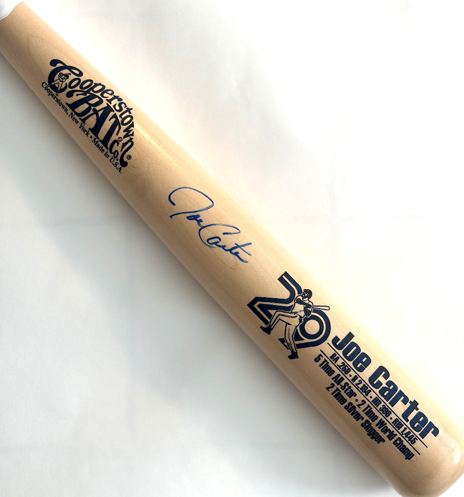 Joe Carter Signed Career Stat Engraved Cooperstown Bat (JSA COA)