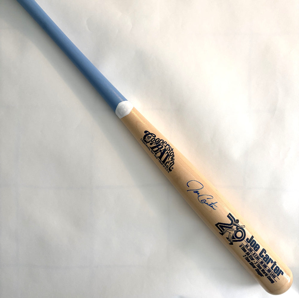 Joe Carter Signed Career Stat Engraved Cooperstown Bat (JSA COA)