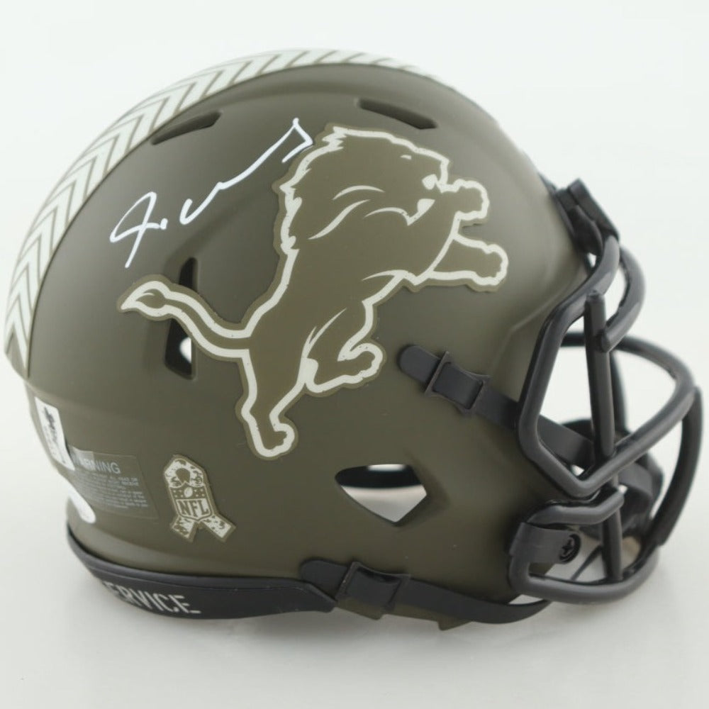 Jameson Williams Signed Lions Salute To Service Alternate Speed Mini Helmet (JSA & Williams)