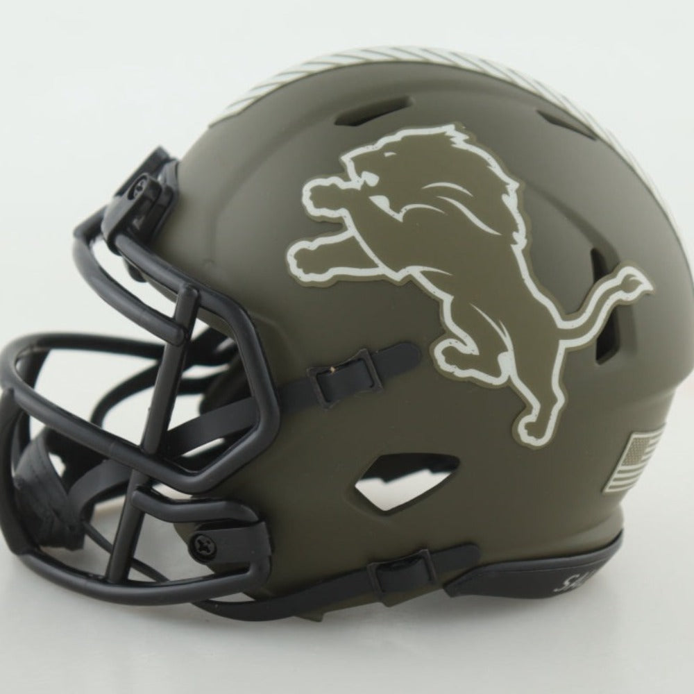 Jameson Williams Signed Lions Salute To Service Alternate Speed Mini Helmet (JSA &amp; Williams)