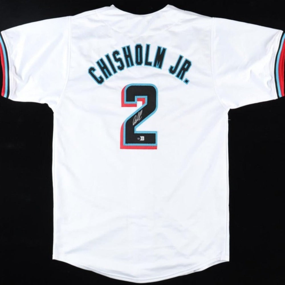 Jazz Chisholm Jr. Signed White Jersey (Beckett)