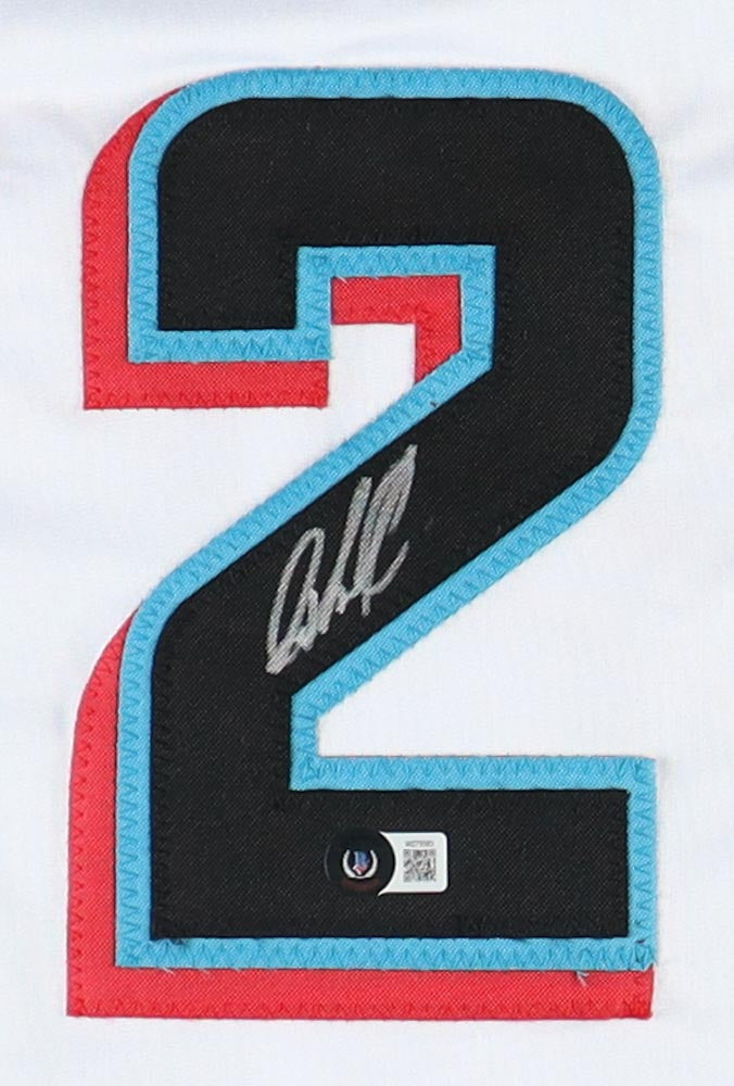 Jazz Chisholm Jr. Signed White Jersey (Beckett)