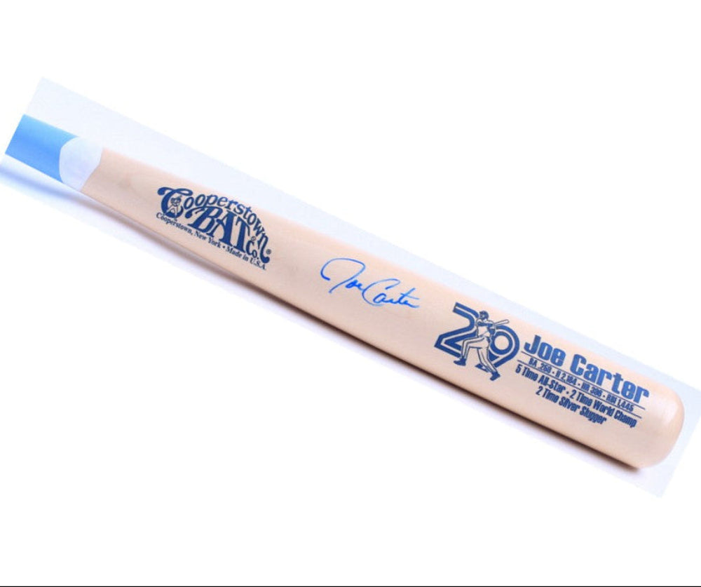 Joe Carter Signed Career Stat Engraved Cooperstown Bat (JSA COA)