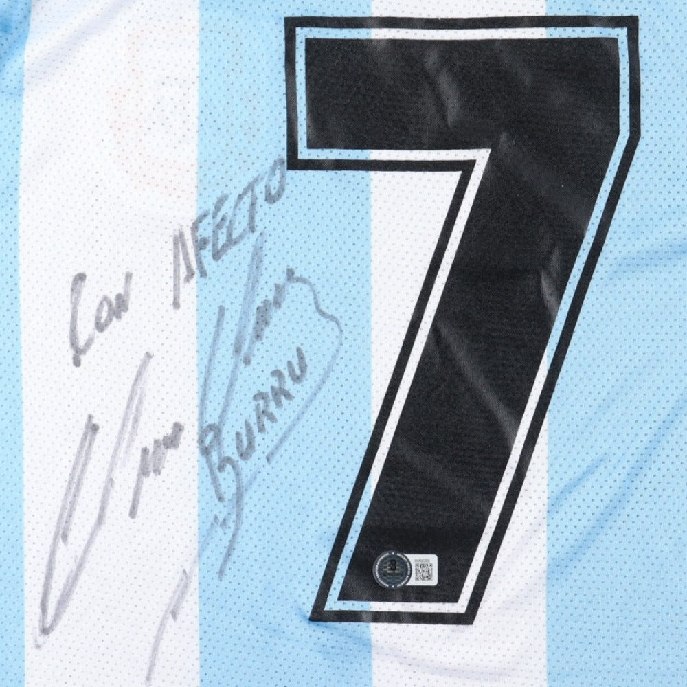 Jorge Burruchaga Signed Jersey Inscribed &quot;Con Afecto&quot; &amp; &quot;Burru&quot; (Beckett)