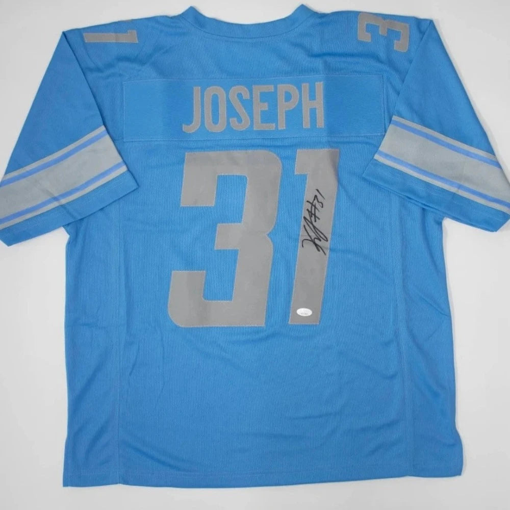 Kerby Joseph Signed Detroit Lions Blue Jersey (JSA)