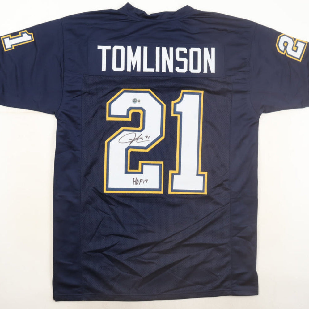 LaDainian Tomlinson Signed Dark Blue Jersey with "HOF 17" (Beckett)