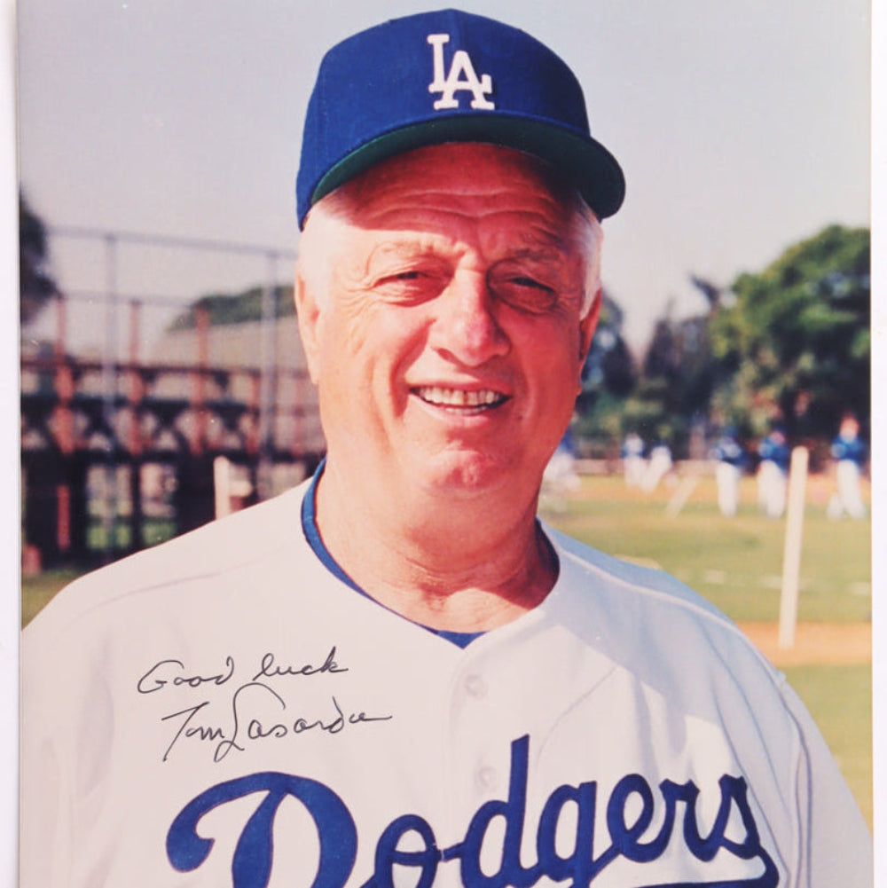 Tommy Lasorda Signed Dodgers 8x10 Photo Inscribed "Good Luck" (JSA)
