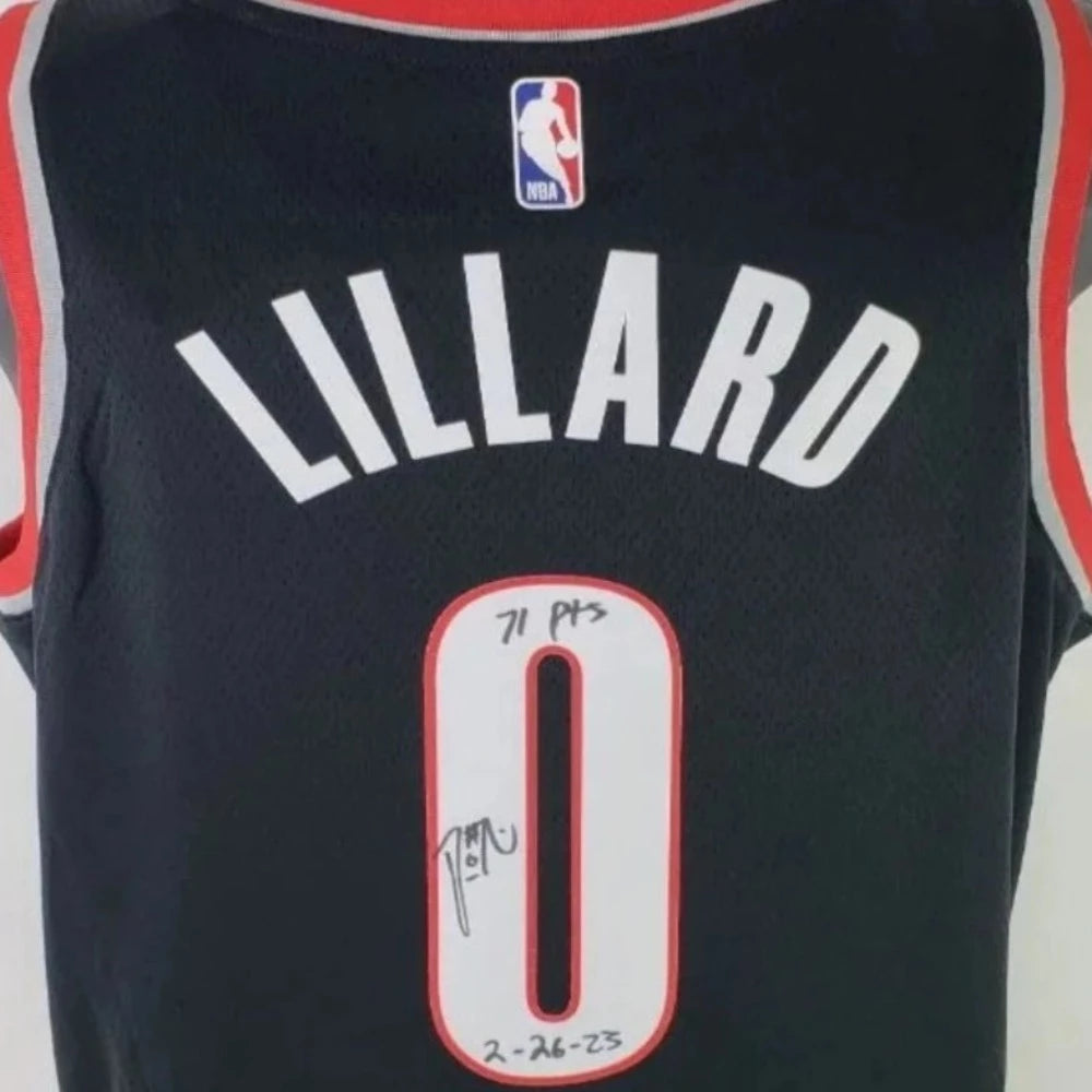 Damian Lillard “71 Pts, 2-26-23” Signed Portland Trail Blazers Nike Dri-Fit Icon Edition Swingman Jersey