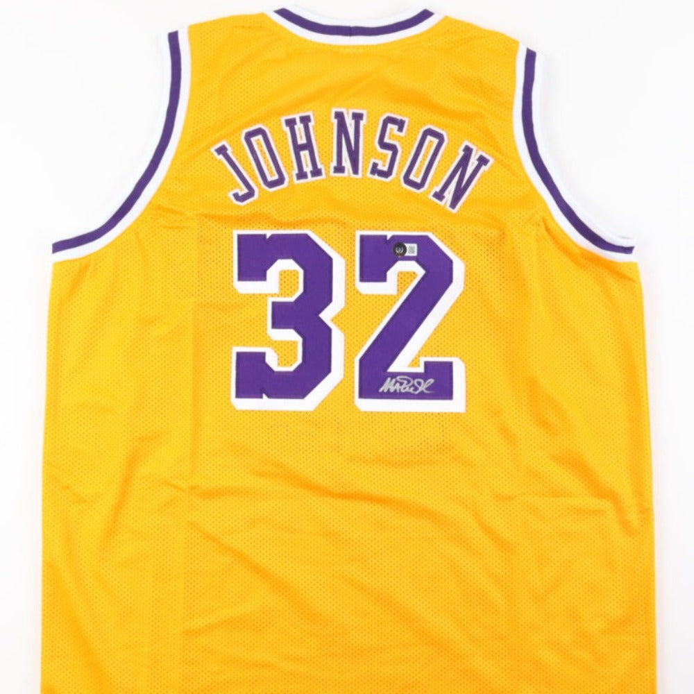 Magic Johnson Signed Jersey (3) (Beckett)