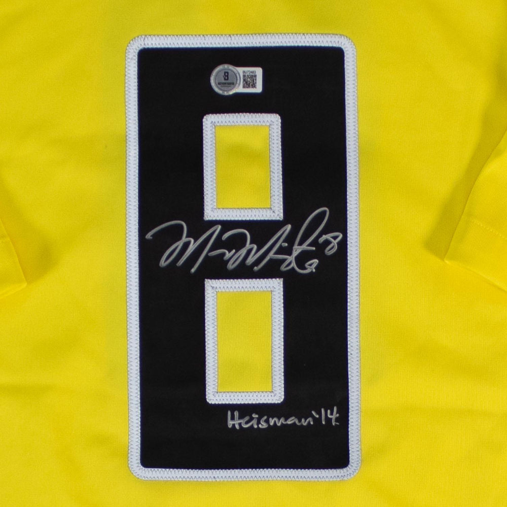 Marcus Mariota "Heisman 14" Signed Oregon Ducks Nike Yellow Game Jersey (Beckett Certified)