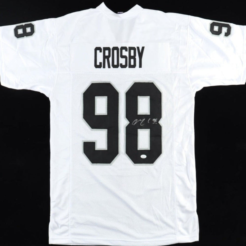 GSSM Maxx Crosby Signed White Color Rush Jersey (JSA)