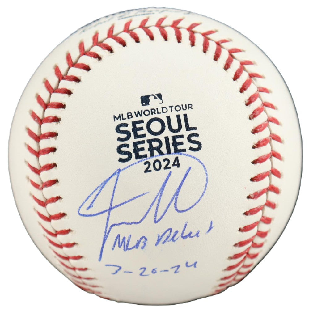 Jackson Merrill Signed OML 2024 Seoul Series Logo Baseball Inscribed "MLB Debut 7-20-24" (Beckett)