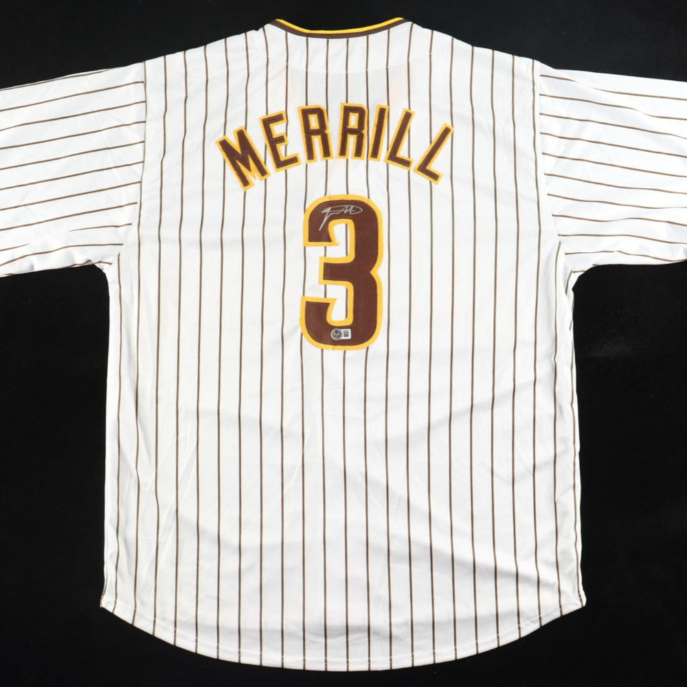 Jackson Merrill Signed White Padres Jersey (Beckett)