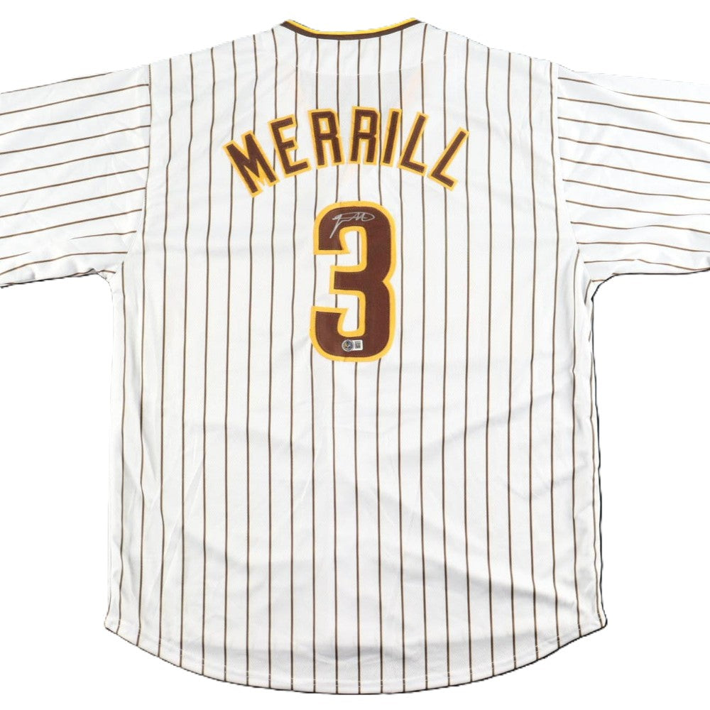 Jackson Merrill Signed White Padres Jersey (Beckett)