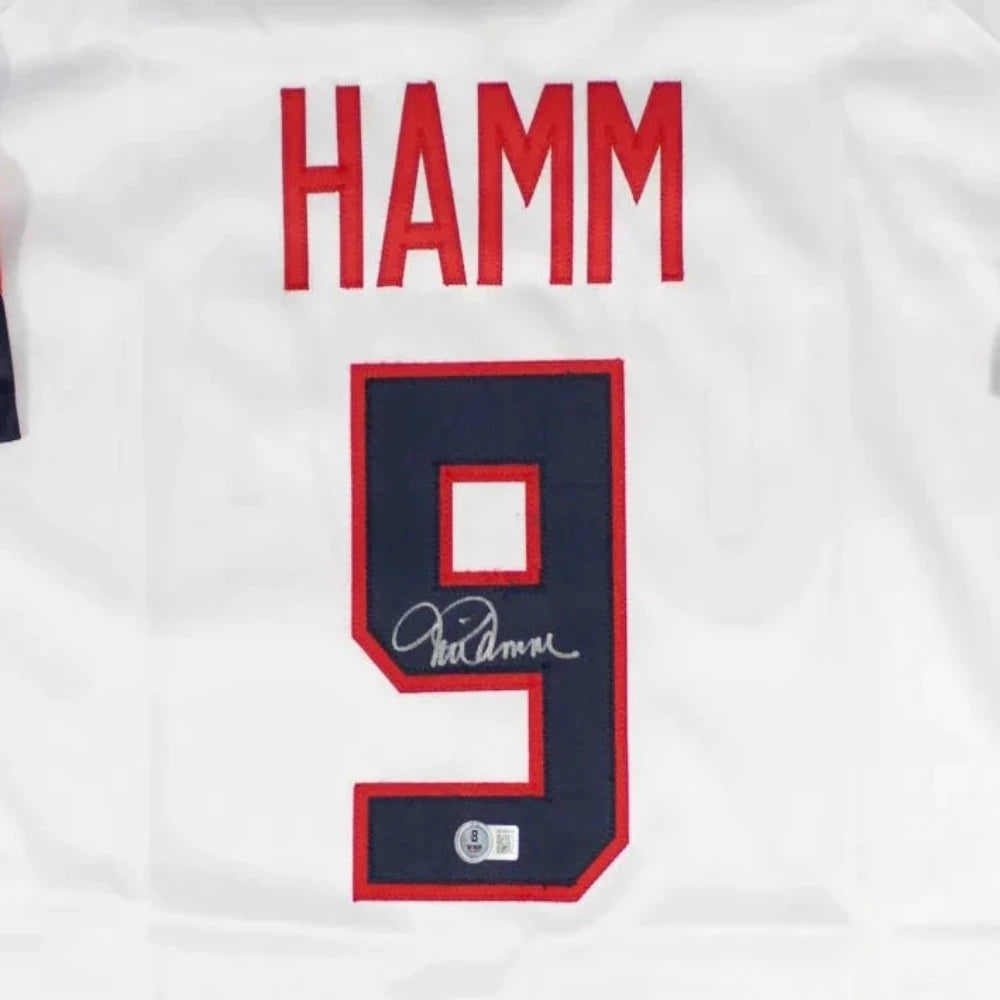 Mia Hamm Signed USWNT White Soccer Jersey (Beckett Witness Certified)