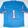 Warren Moon Signed Blue Throwback Jersey with &quot;HOF 06&quot; Inscription