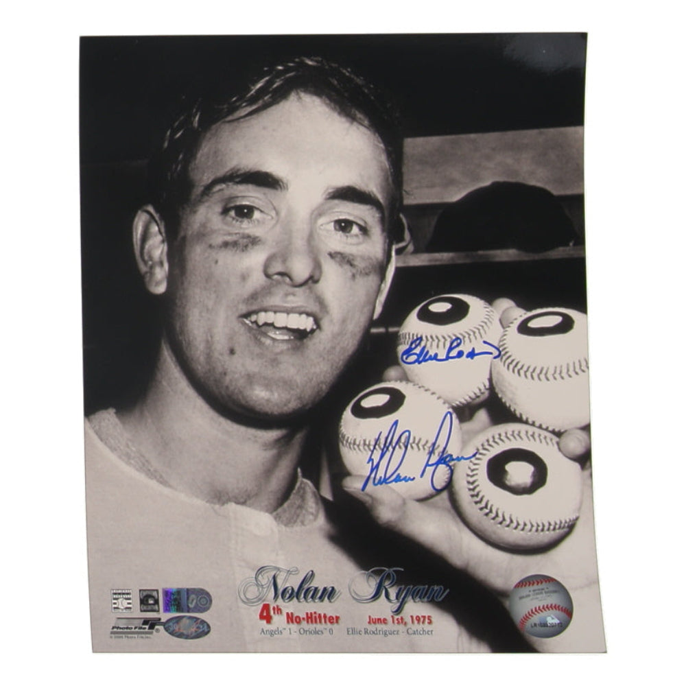 Nolan Ryan &amp; Ellie Rodriguez Signed 8x10 Photo (AIV &amp; Ryan)