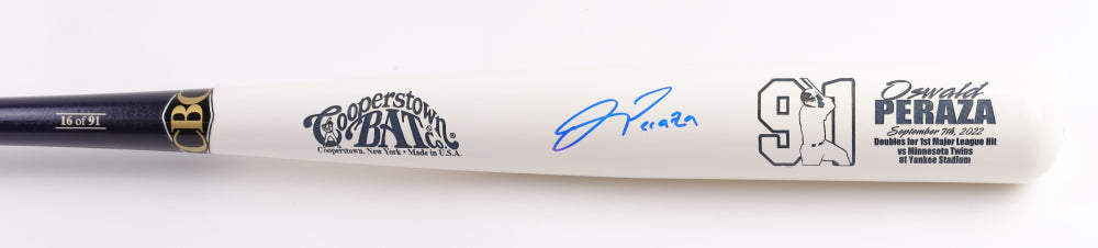 Oswald Peraza Signed LE Cooperstown 1st Hit Commemorative Baseball Bat (JSA)