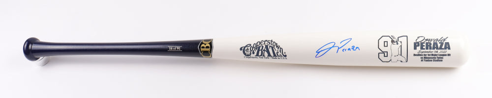 Oswald Peraza Signed LE Cooperstown 1st Hit Commemorative Baseball Bat (JSA)